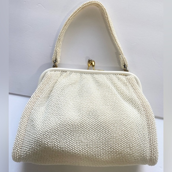 Vintage White cream Beaded Handbag - Picture 7 of 10